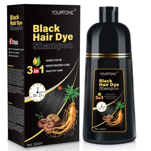 Champú negro para teñir el cabello, solución instantánea y fácil de teñir el cabello 3 en 1 para