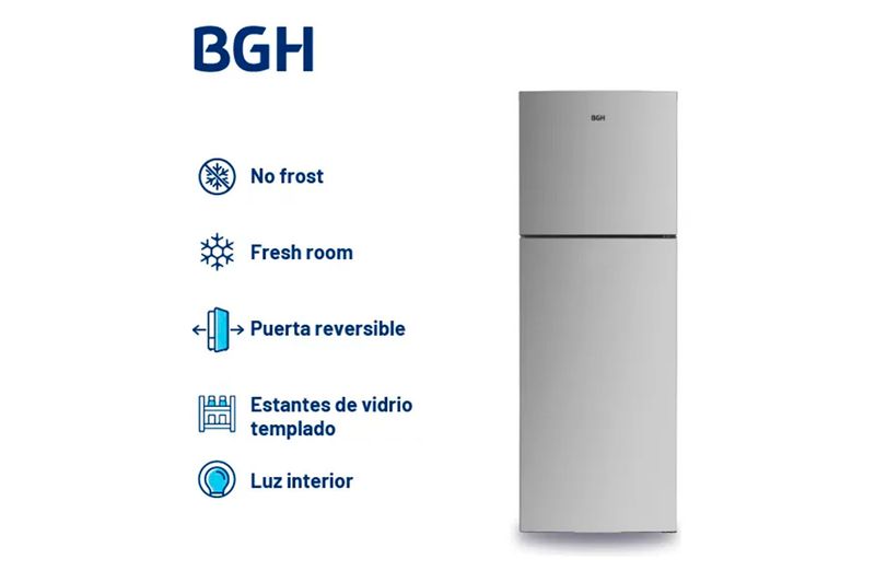 Heladera No Frost BGH BRT330I1A 338L Inox