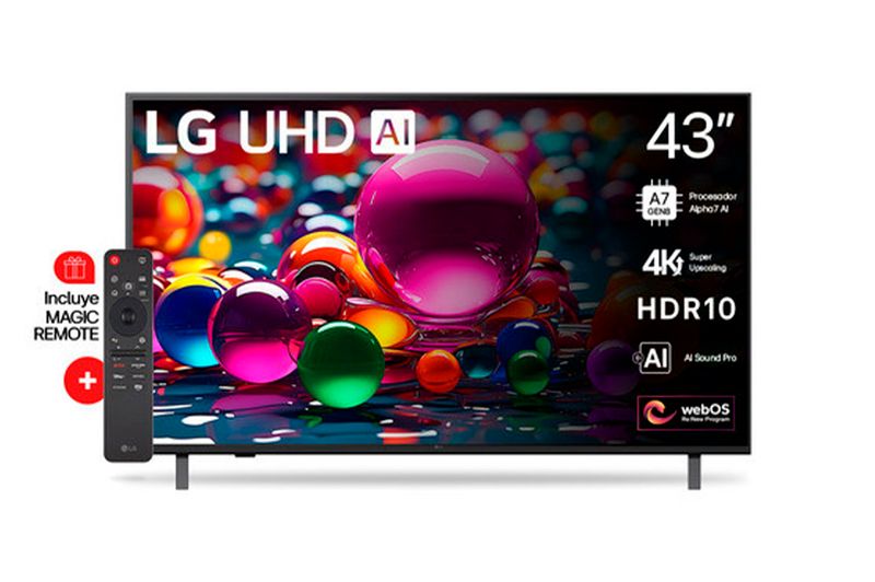 Smart TV 43” UHD 4K con AI Thinq LG 43UA8050PSA