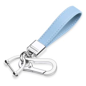 QBUC Llavero de cuero genuino para automóvil, accesorios universales de metal resistente, llavero