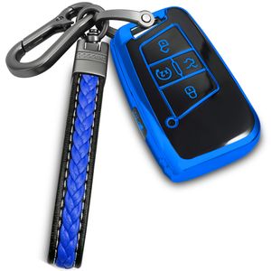 Funda para llavero Volkswagen con llavero de metal/cuero, TPU 5 botones, compatible con llave