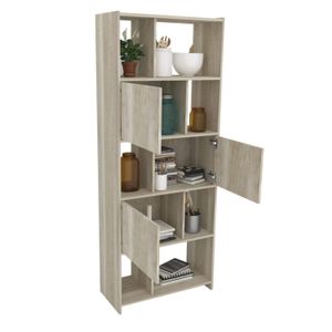 Biblioteca Estantería con Nichos y Puertas Desplazadas para Hogar u Oficina - 1442