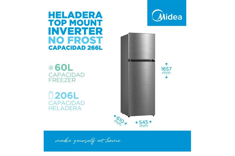 Heladera Inverter Midea MDRT385MTF46AD 266Lts Inox
