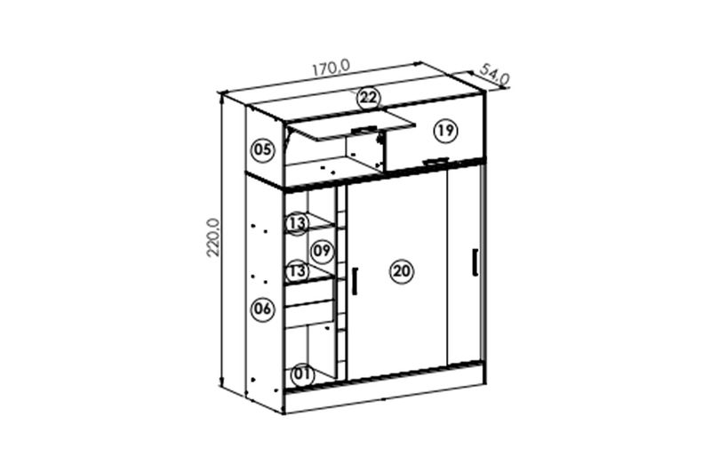 Placard Ricchezze Tana Piu Alti C/Baulera 2 Ptas Corredizas Fresno