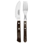 Juego de Cubiertos para Pizza Polywood Tramontina con Láminas de Acero Inoxidable Castaño 8 Pzas