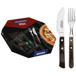 Juego de Cubiertos para Pizza Polywood Tramontina con Láminas de Acero Inoxidable Castaño 8 Pzas