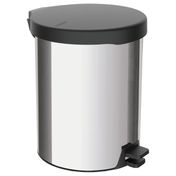 Cesto de Residuos New Tramontina con Pedal de Acero Inoxidable Pulido y Tapa de Polipropileno Negro 12 l