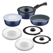 Batería de Cocina Multiuso Itria con Mango Removible Azul set 10 Piezas