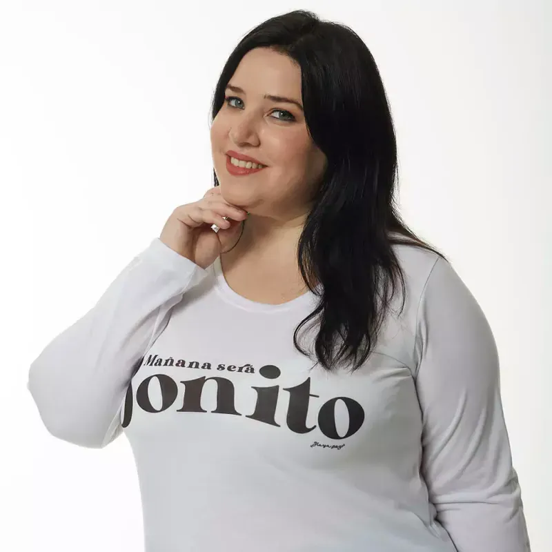 Remera Eugenia manga larga - Frase bonito Talle M - Haya Paz