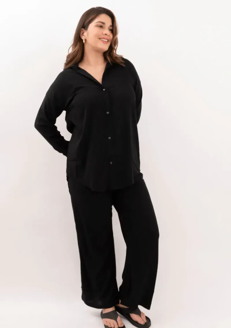Pantalón de lino - Bruna negro Talle M - Haya Paz