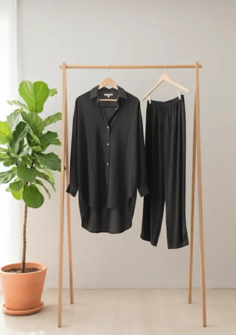 Pantalón de lino - Bruna negro Talle M - Haya Paz