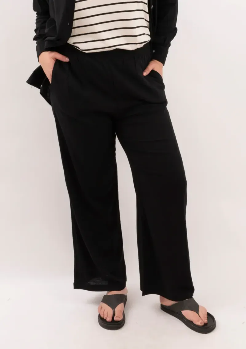 Pantalón de lino - Bruna negro Talle M - Haya Paz
