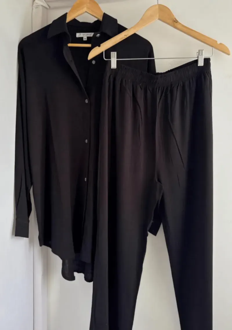 Pantalón de lino - Bruna negro Talle M - Haya Paz