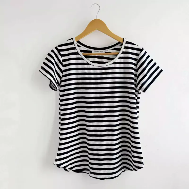 Remera Maga rayado Azul Marino - Morley Talle M - Haya Paz