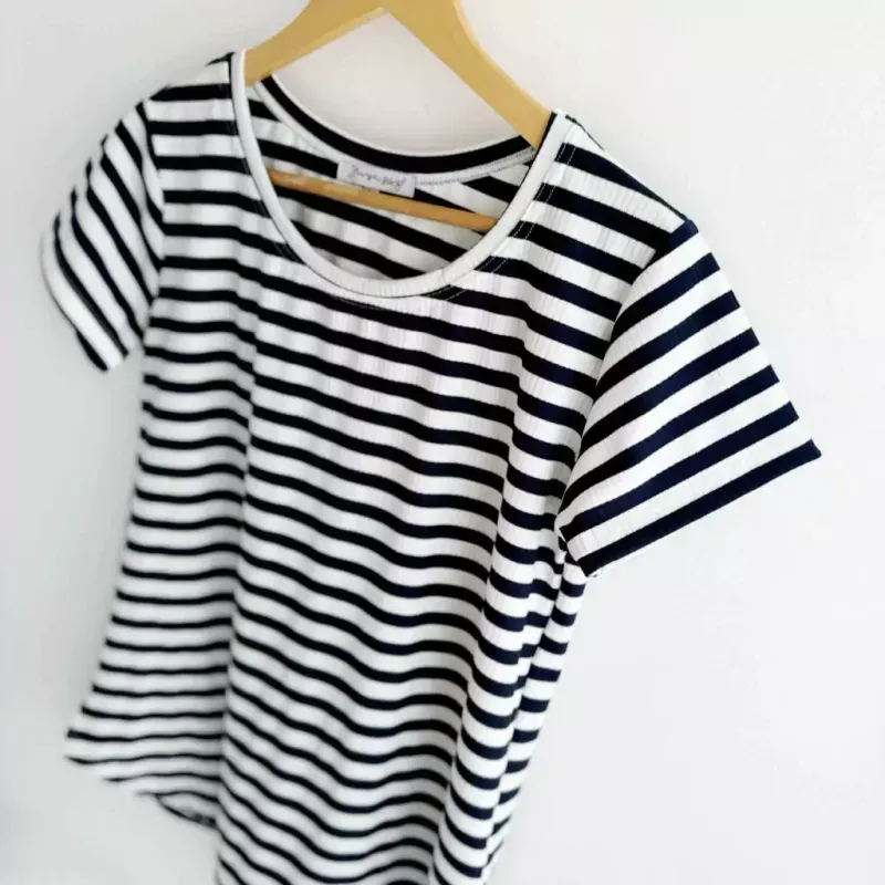 Remera Maga rayado Azul Marino - Morley Talle M - Haya Paz