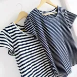 Remera Maga rayado Azul Marino - Morley Talle M - Haya Paz