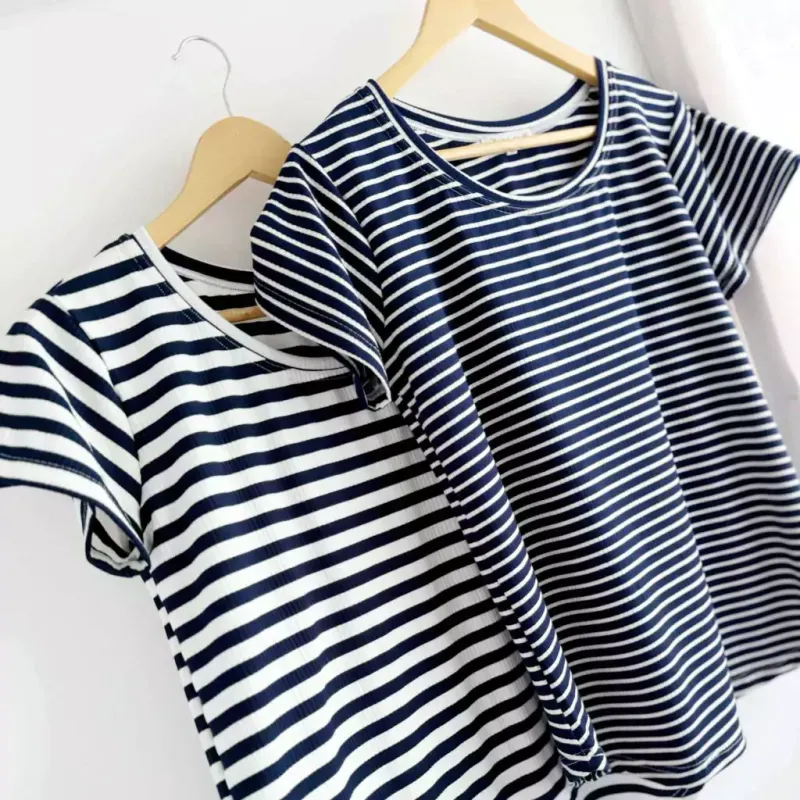 Remera Maga rayado Azul Marino - Morley Talle M - Haya Paz