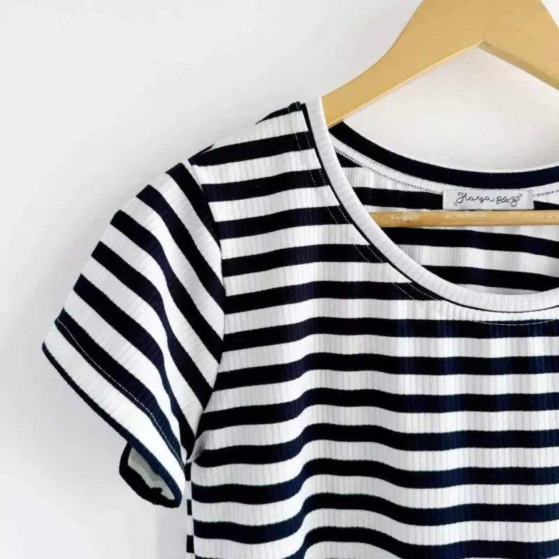 Remera Maga rayado Azul Marino - Morley Talle M - Haya Paz