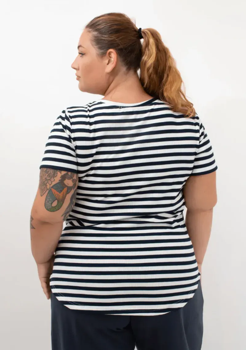 Remera Maga rayado Azul Marino - Morley Talle M - Haya Paz