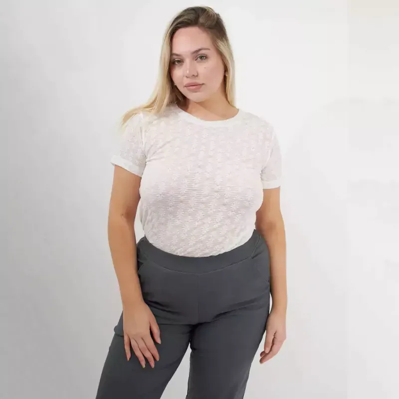 Remera Elena - Blanco de encaje Talle M - Haya Paz