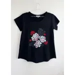 Remera de algodón escote redondo - Flores Azul & rosa Talle L - Haya Paz