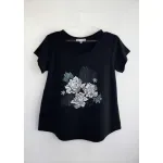 Remera de algodón escote redondo - Flores Azulinas Talle L - Haya Paz