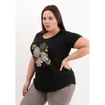 Remera de algodón escote redondo - Flores Dubai Talle L - Haya Paz