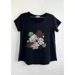 Remera de algodón escote redondo - Flores Dubai Talle L - Haya Paz