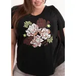 Remera de algodón escote redondo - Flores Dubai Talle L - Haya Paz