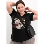 Remera de algodón escote redondo - Flores Dubai Talle L - Haya Paz