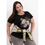 Remera de algodón escote redondo - Flores Dubai Talle L - Haya Paz