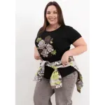 Remera de algodón escote redondo - Flores Dubai Talle L - Haya Paz
