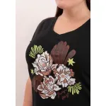 Remera de algodón escote redondo - Flores Dubai Talle L - Haya Paz