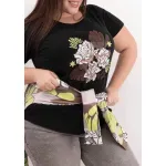Remera de algodón escote redondo - Flores Dubai Talle L - Haya Paz
