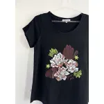 Remera de algodón escote redondo - Flores Dubai Talle L - Haya Paz