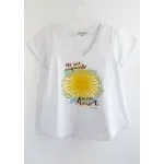 Remera de algodón escote V - Cápsula Arg. Sol Talle L - Haya Paz