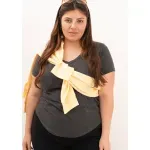 Remera básica de algodón escote V - Gris topo mel. Talle L - Haya Paz