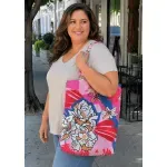Tote bag - Diseño exclusivo Flores Azul y rosa - Haya Paz