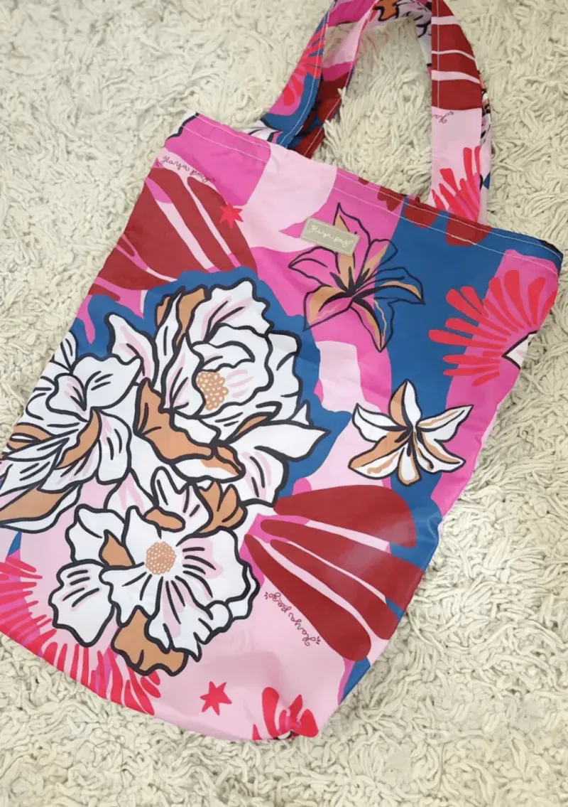 Tote bag - Diseño exclusivo Flores Azul y rosa - Haya Paz