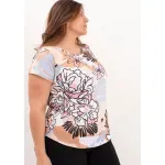 Remera de modal soft - Susan Estampa excl. flores celeste Talle M - Haya Paz