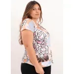 Remera de modal soft - Susan Estampa excl. flores celeste Talle M - Haya Paz