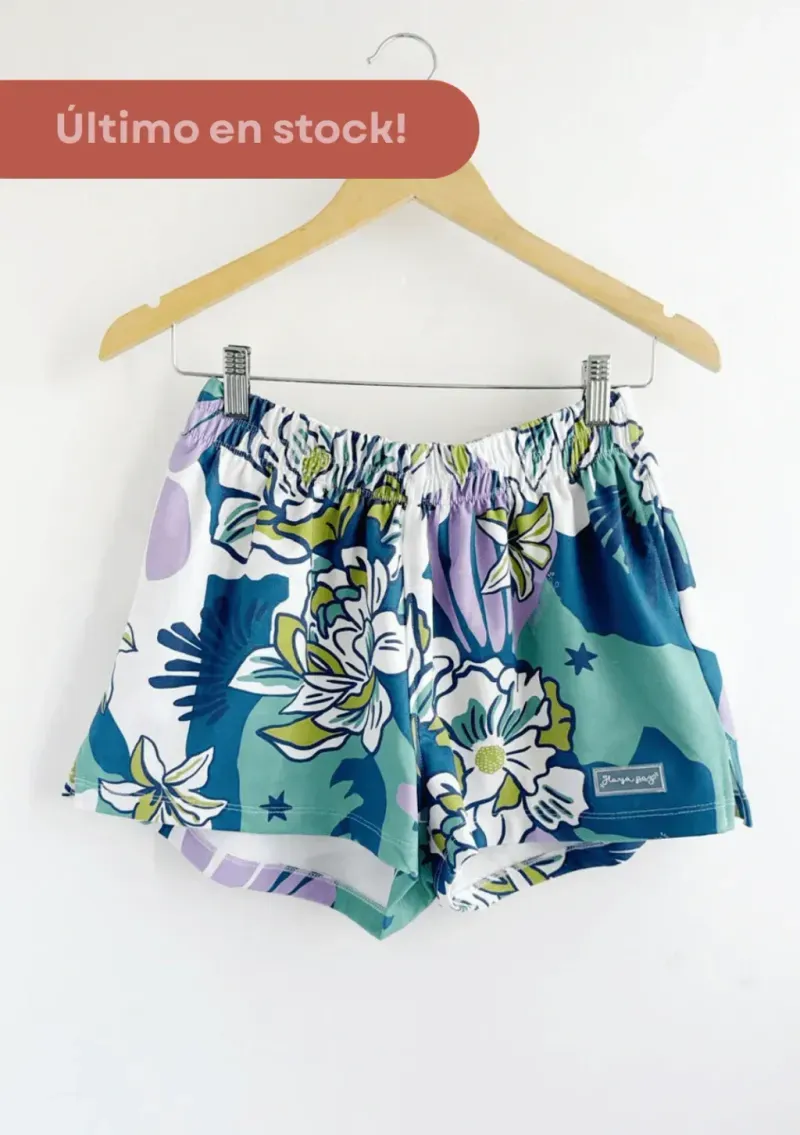 Short de rústico - Elsa con estampa excl. Flores Verde Talle M - Haya Paz