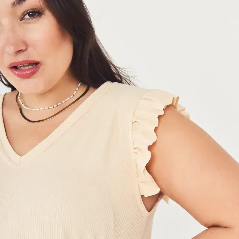 Remera Emma/Vainilla Talle S - Haya Paz