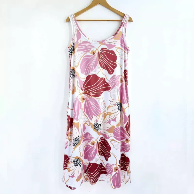 Vestido Nerine estampa excl. flores Rosa - modal soft Talle XXL - Haya Paz