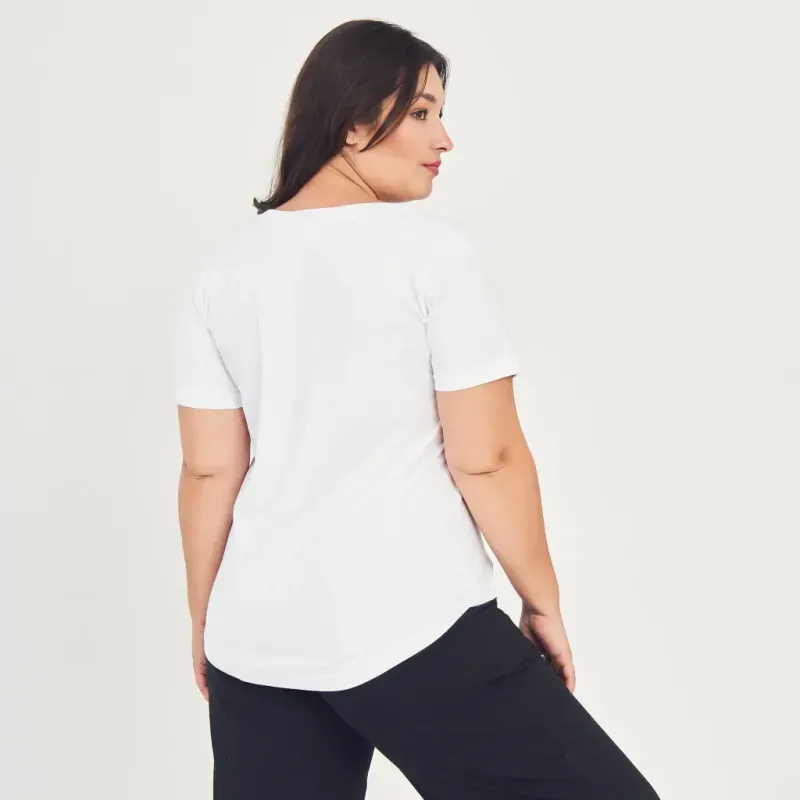 Remera básica manga corta - Blanca Talle L - Haya Paz