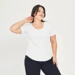 Remera básica manga corta - Blanca Talle L - Haya Paz