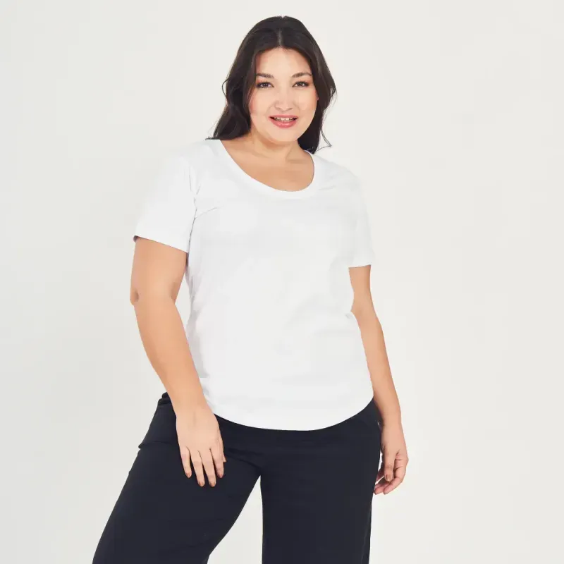 Remera básica manga corta - Blanca Talle L - Haya Paz