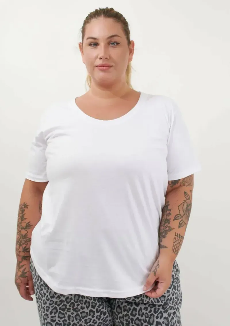 Remera básica manga corta - Blanca Talle L - Haya Paz