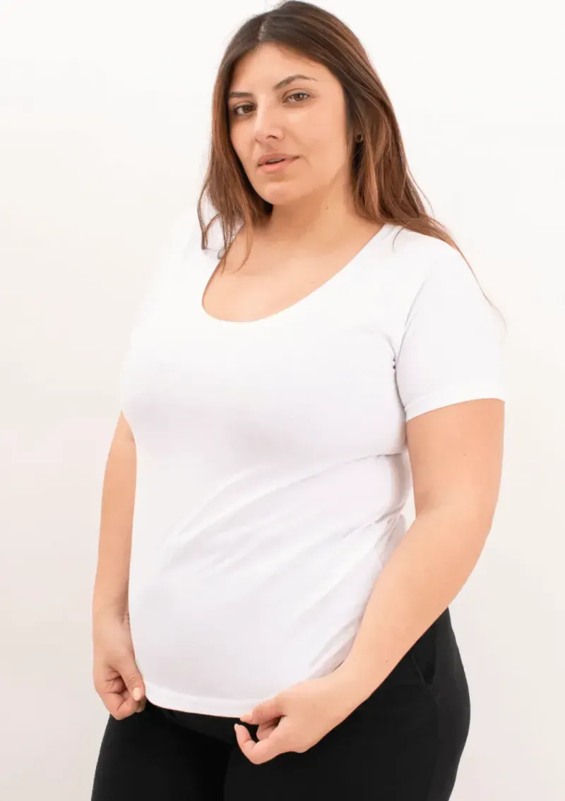 Remera básica manga corta - Blanca Talle L - Haya Paz
