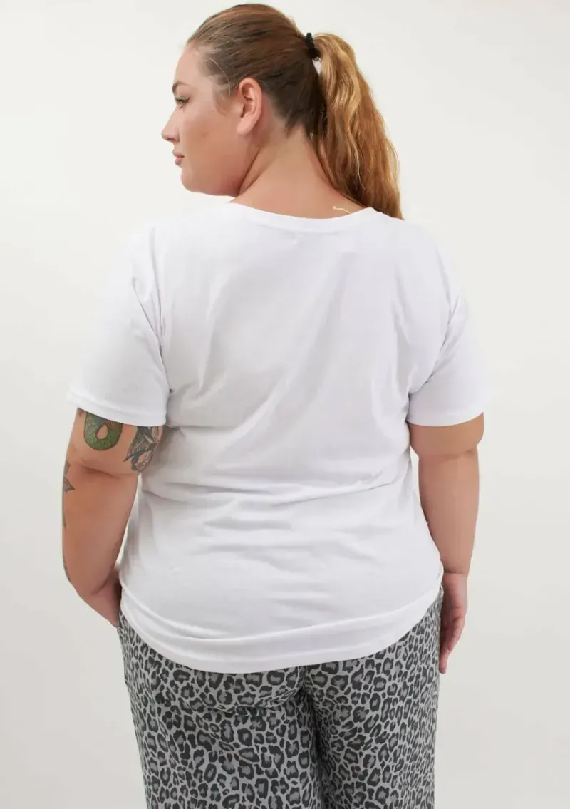 Remera básica manga corta - Blanca Talle L - Haya Paz